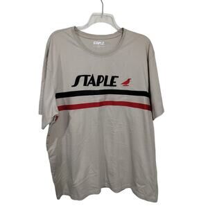 M1126) Staple Pigeon Beige Raceway Embroidery Logo Short Sleeve.Cotton Tee 3XL